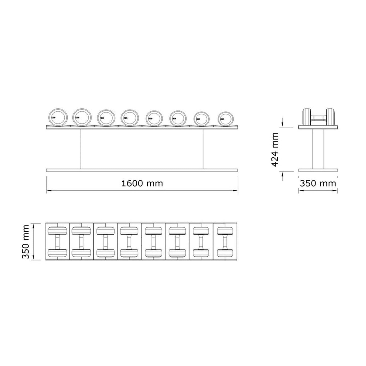 PENT. COLMIA Set - Dumbbells on a Horizontal Wooden Stand