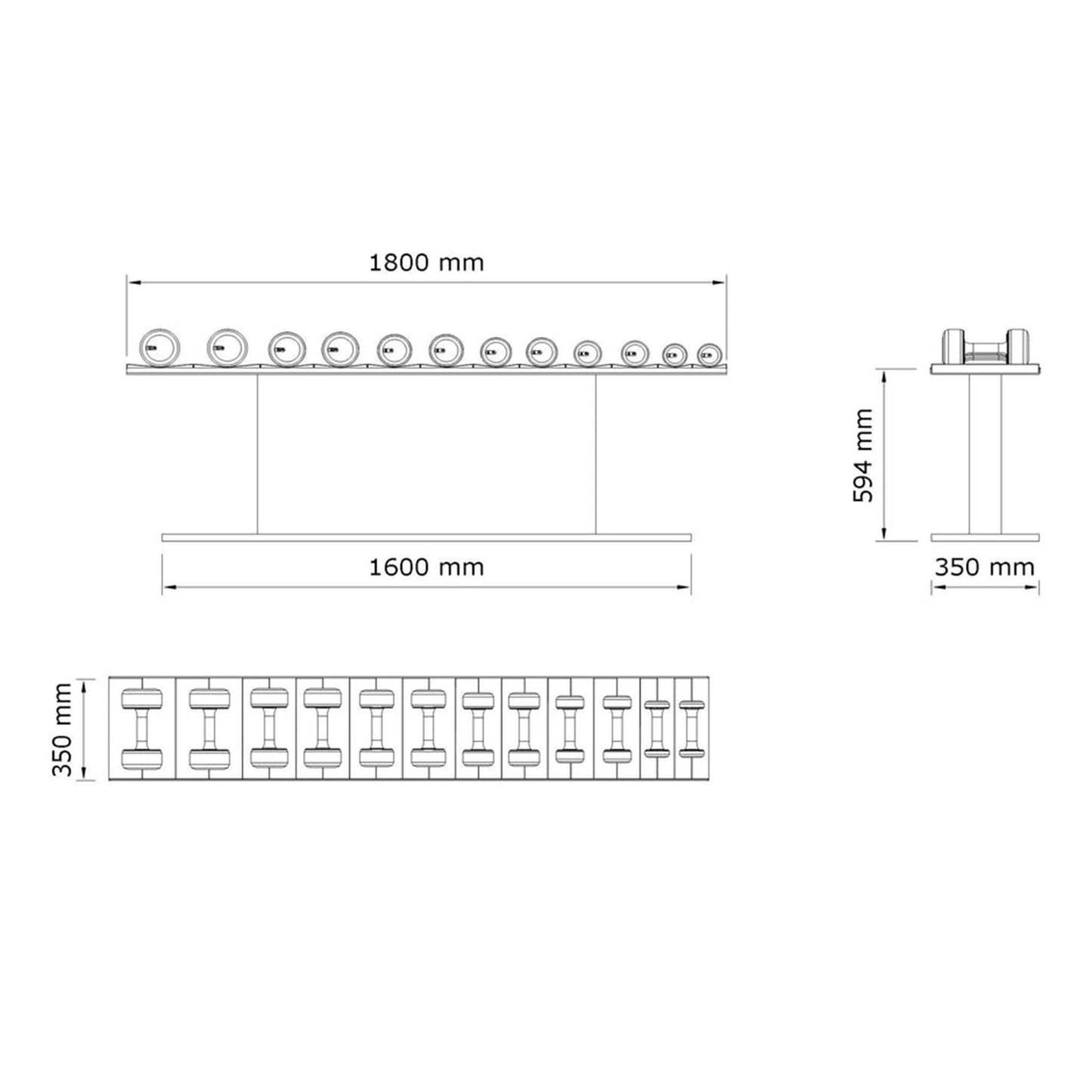 PENT. COLMIA Set - Dumbbells on a Horizontal Wooden Stand