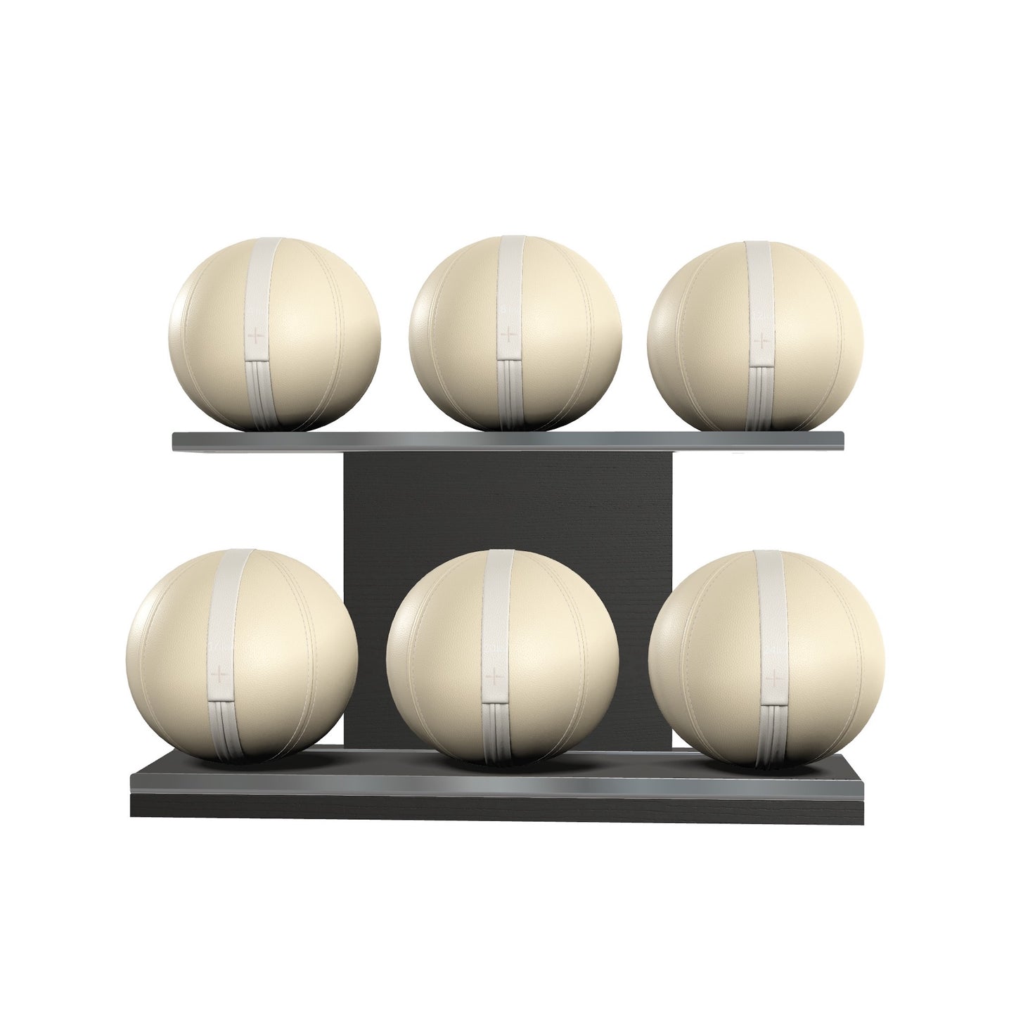 PENT. MOXA Set Ultimate - Set of 6 Medicine Balls on Horizontal Wooden Stand - 4, 8, 12, 16, 20, 24 KG