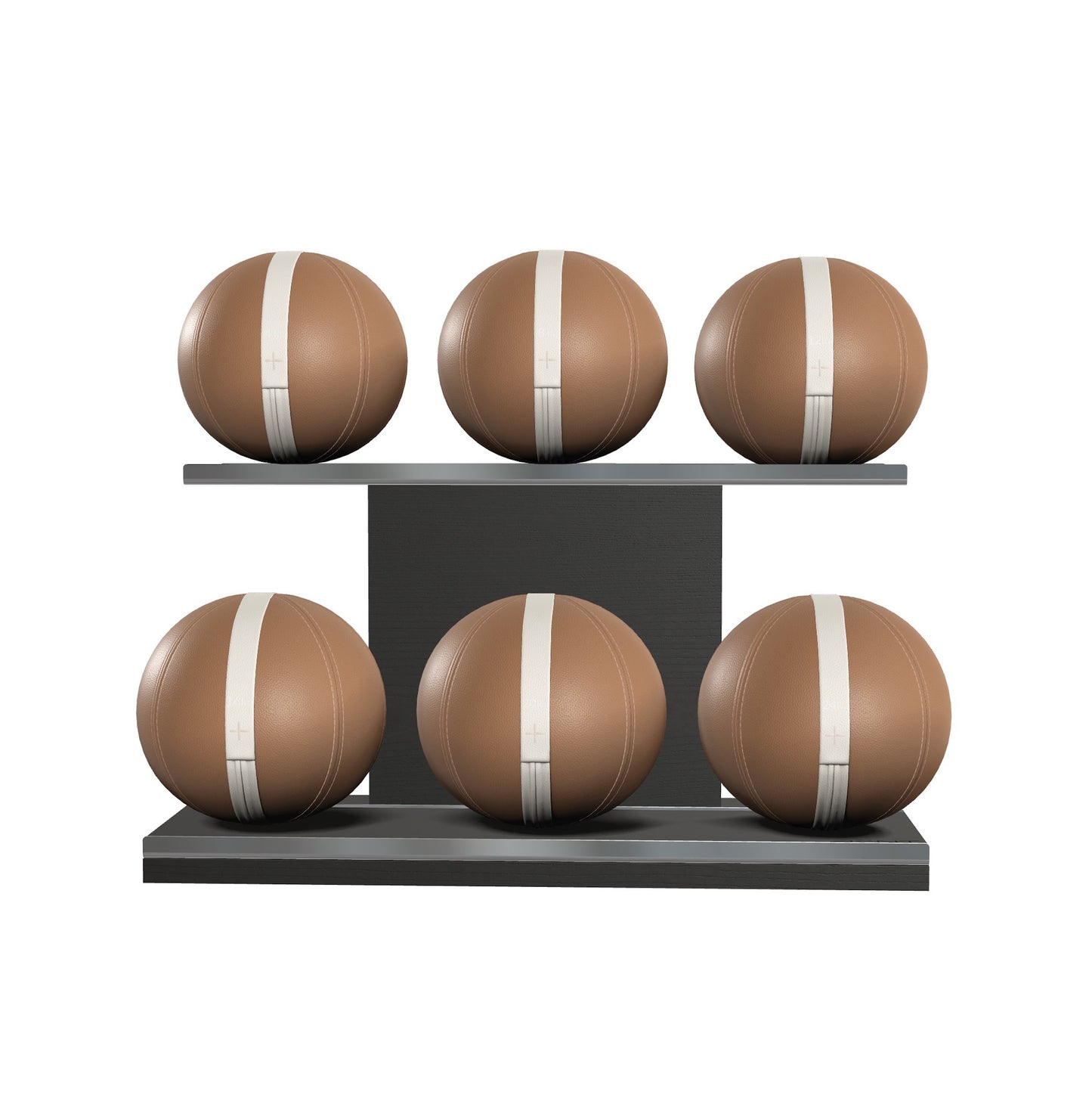 PENT. MOXA Set Ultimate - Set of 6 Medicine Balls on Horizontal Wooden Stand - 4, 8, 12, 16, 20, 24 KG