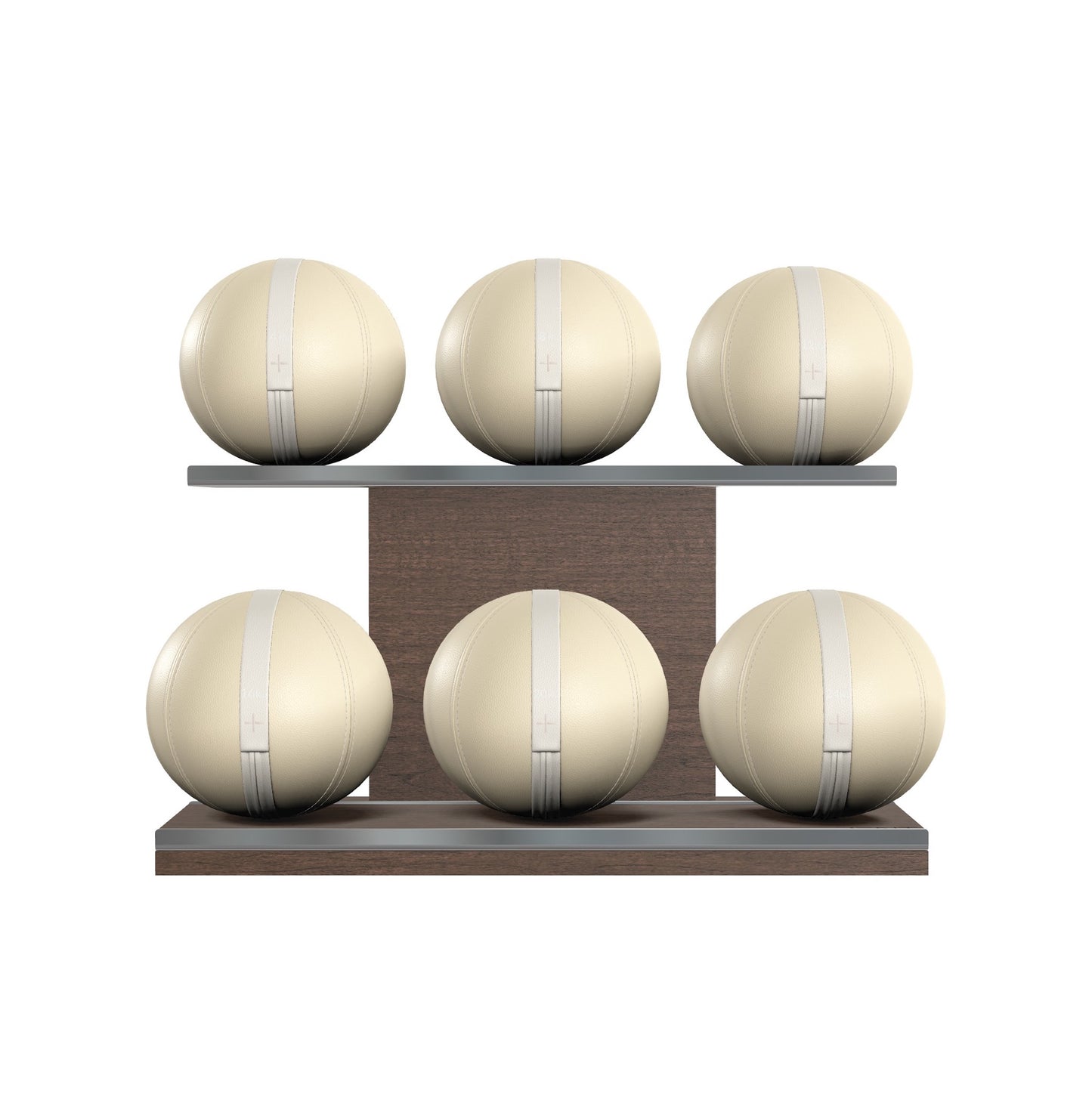 PENT. MOXA Set Ultimate - Set of 6 Medicine Balls on Horizontal Wooden Stand - 4, 8, 12, 16, 20, 24 KG