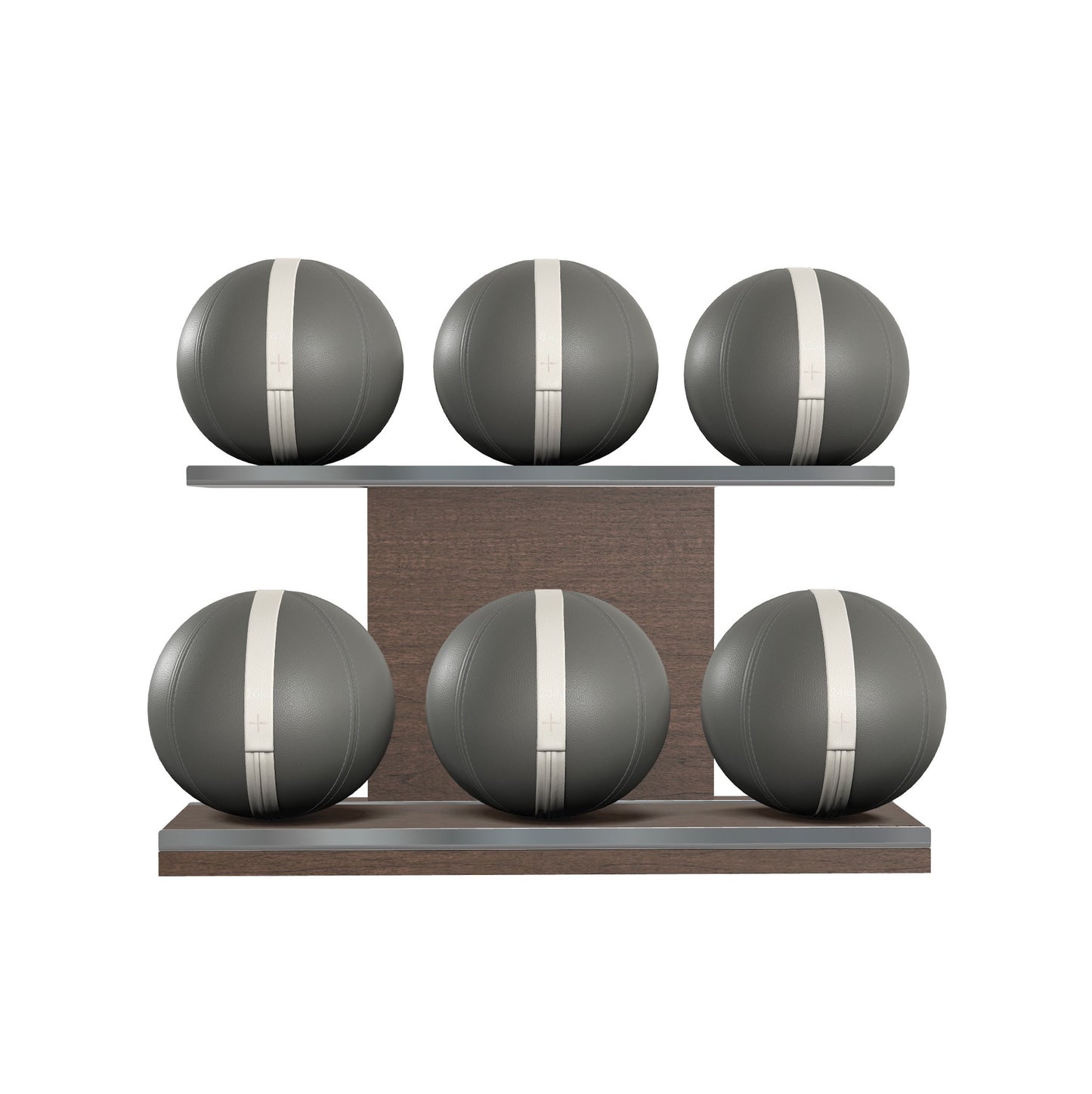 PENT. MOXA Set Ultimate - Set of 6 Medicine Balls on Horizontal Wooden Stand - 4, 8, 12, 16, 20, 24 KG