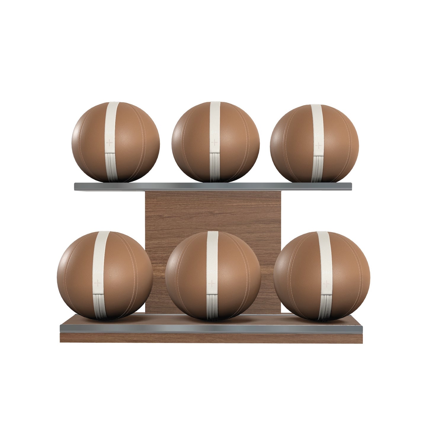 PENT. MOXA Set Ultimate - Set of 6 Medicine Balls on Horizontal Wooden Stand - 4, 8, 12, 16, 20, 24 KG