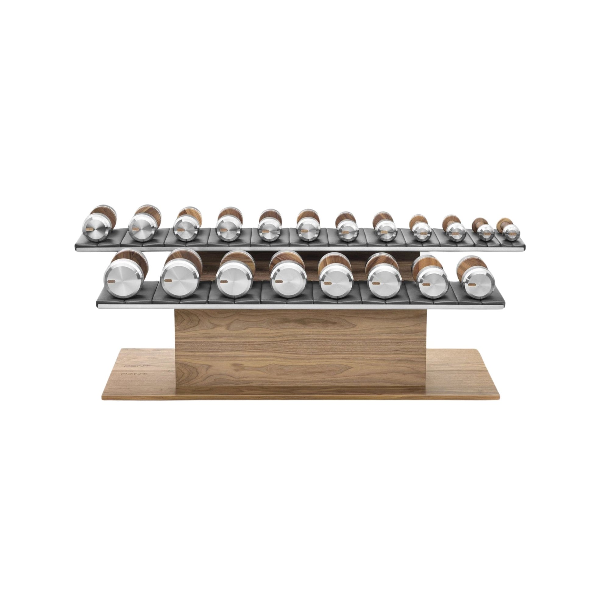 Luxury Fitness Equipment - Bespoke dumbbells. Wood and Stainless Steel. PENT COLMIA.