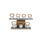 PENT Lova Luxury Kettlebells on a horizontal stand, featuring customisable options in various weight ranges, wood types, and leather combinations. By Cycling Bears