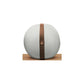 Handcrafted medicine ball with luxurious Italian white base leather and brown accent leather. PENT. MOXA - Medicine Ball