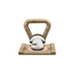 A luxurious gym equipment, kettlebells with wooden stand handcrafted with natural ash wood, pink leather pad and stainless steel. PENT. x Cycling Bears LOVA - Luxury Kettlebell with Wooden Stand